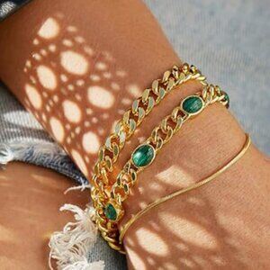 18k Gold Plated Cuban Link Chain Bracelet